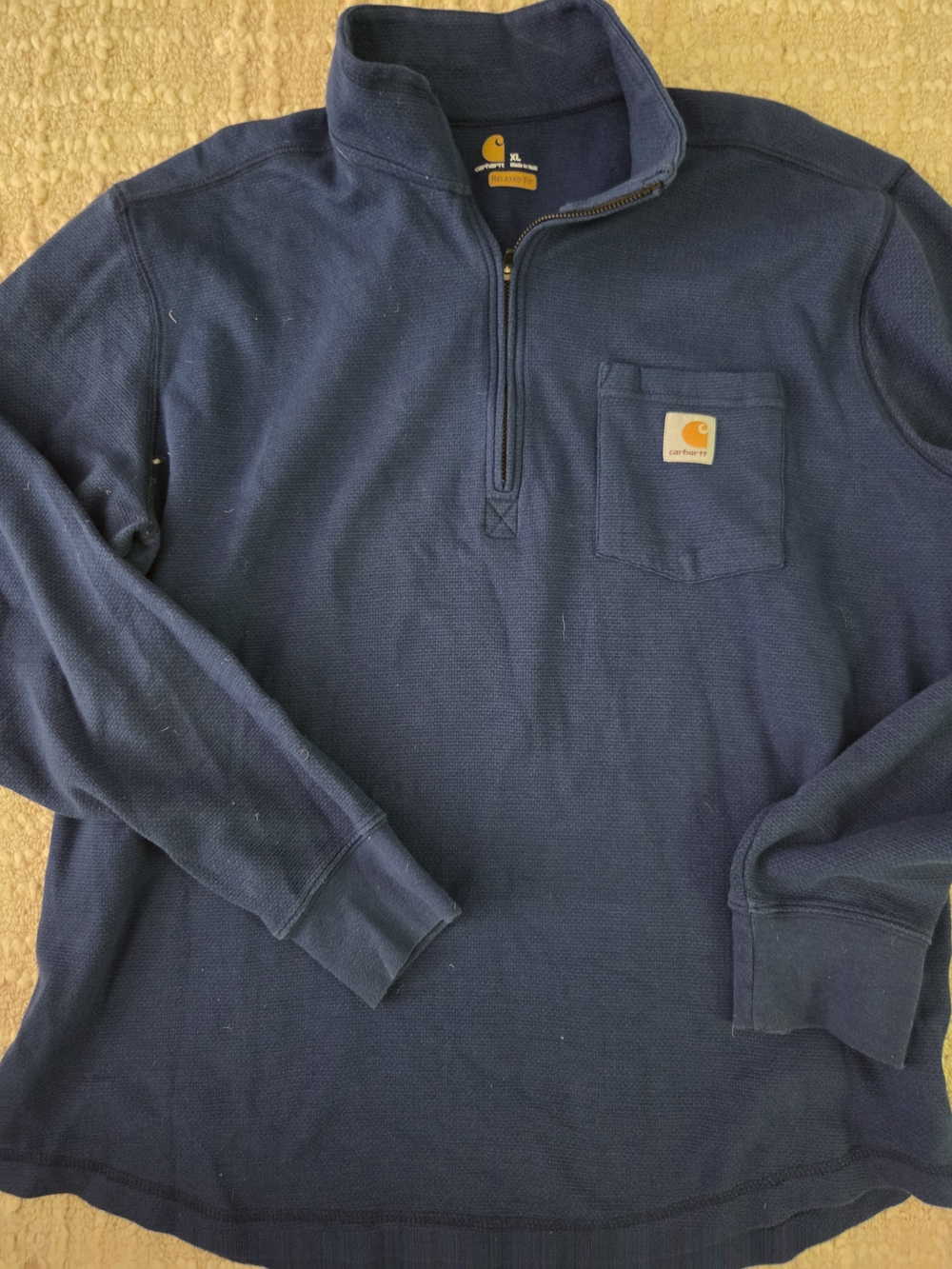 Carhartt Navy Half-Zip Pocket Sweatshirt, XL